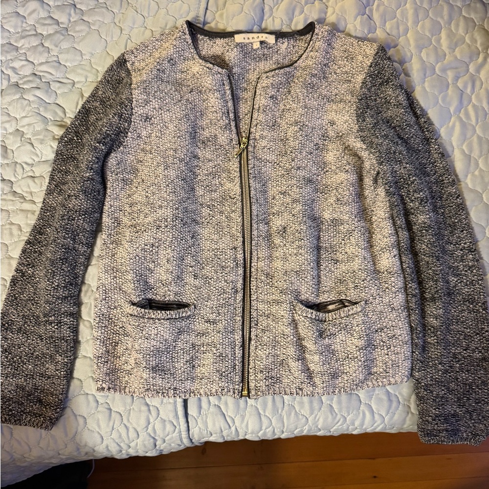 Sandro Gray and Black Textured Blazer